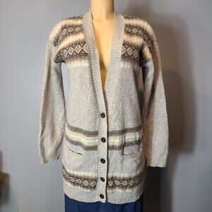 VTG Y2K GAP Lambswool Fair Isle Button Down Cardigan Sz Medium Cabin Cottage